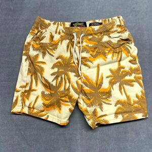 Good Vibes Swim Trunks Shorts Men's Small Multicolor Palm Tree Print Drawstring